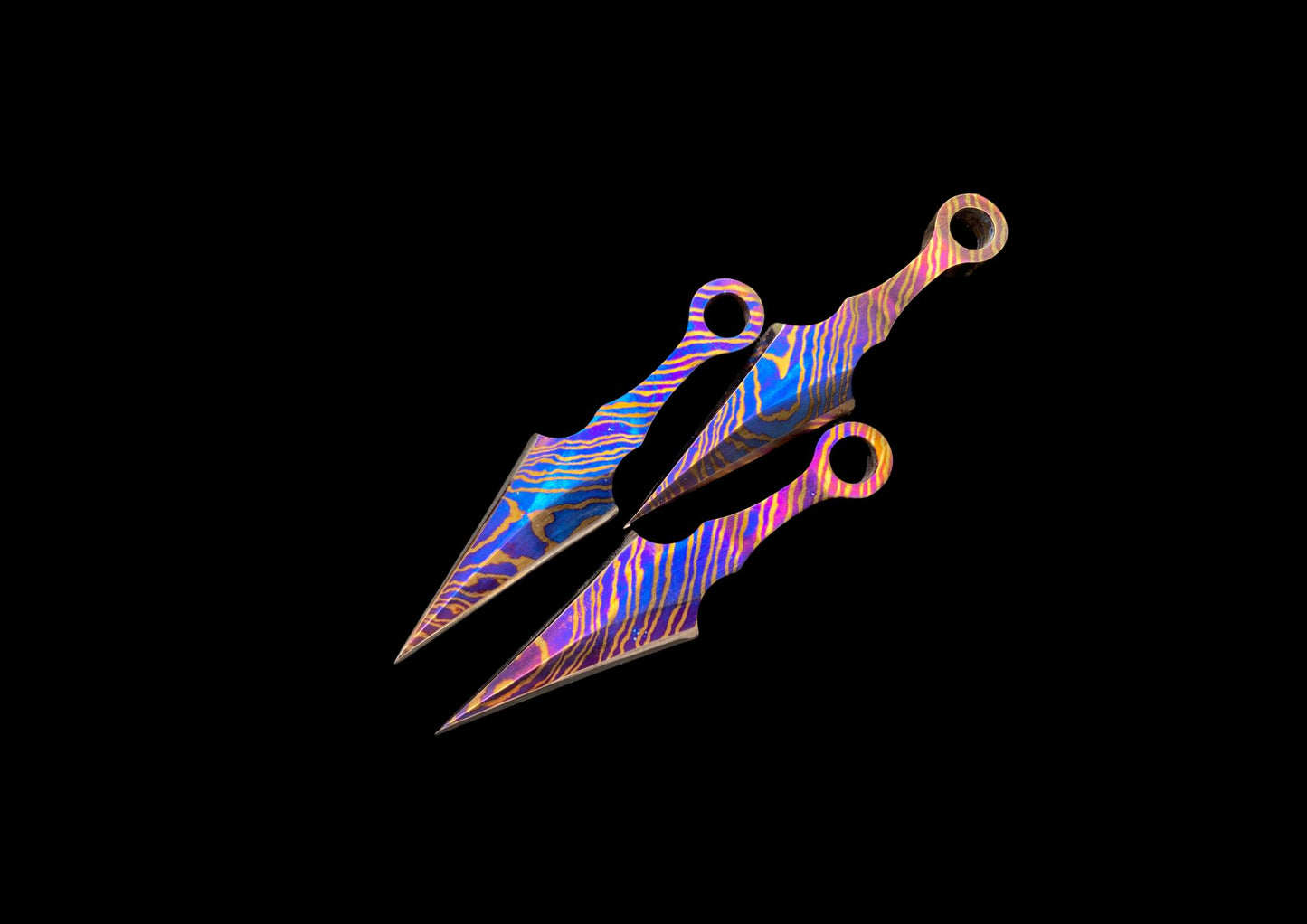 Hand Forged Mokuti Timascus Tiny Throwing Knife Set