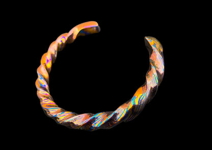 Hand Twist One of a Kind Cuff Bracelet – Mokume Gane | Mokuti | Timascus | SS Damascus