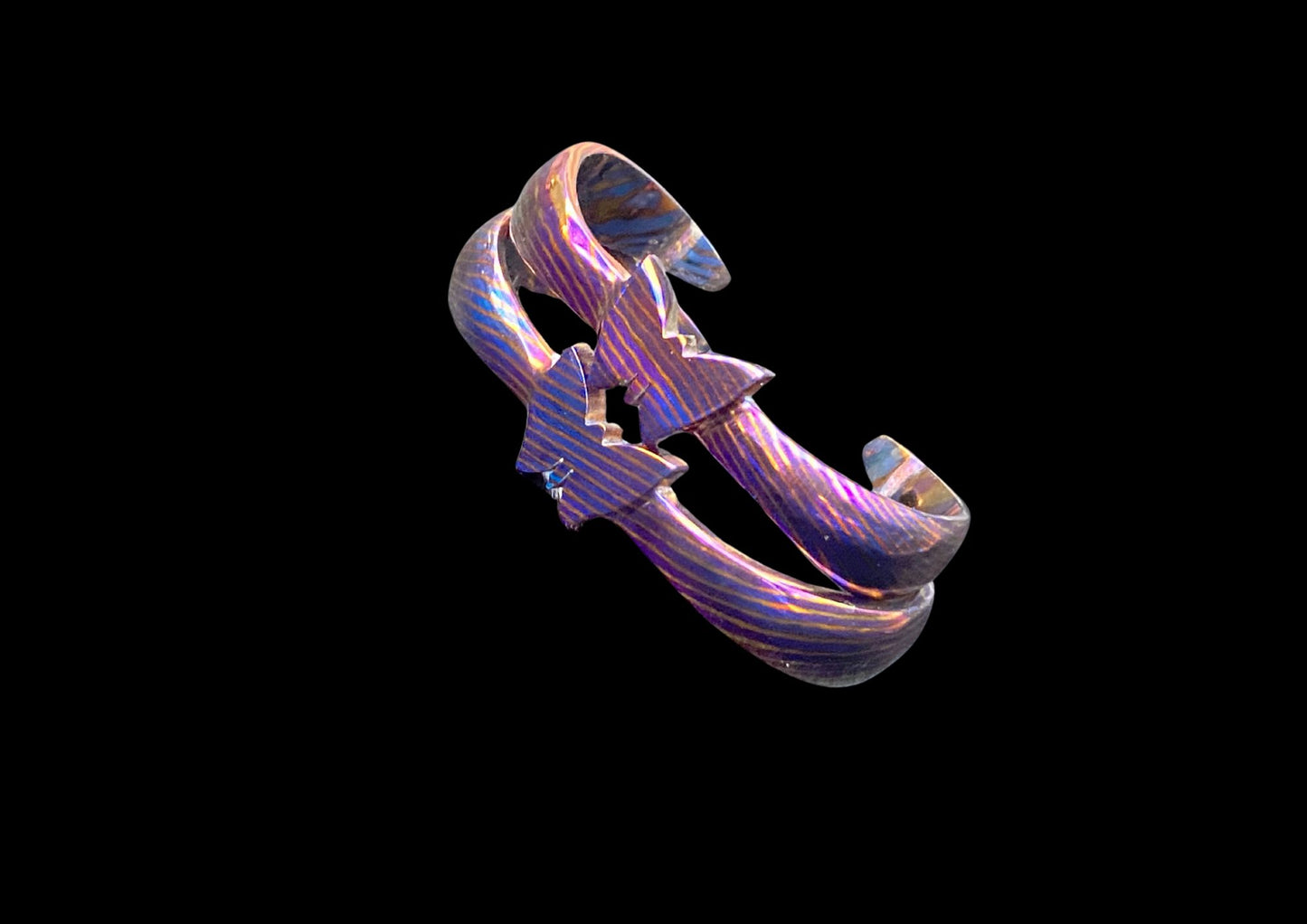 Hand-Forged Timascus & Mokuti Couple Bangles
