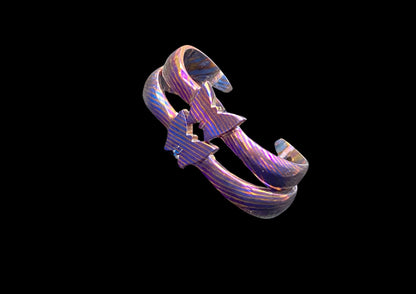 Hand-Forged Timascus & Mokuti Couple Bangles