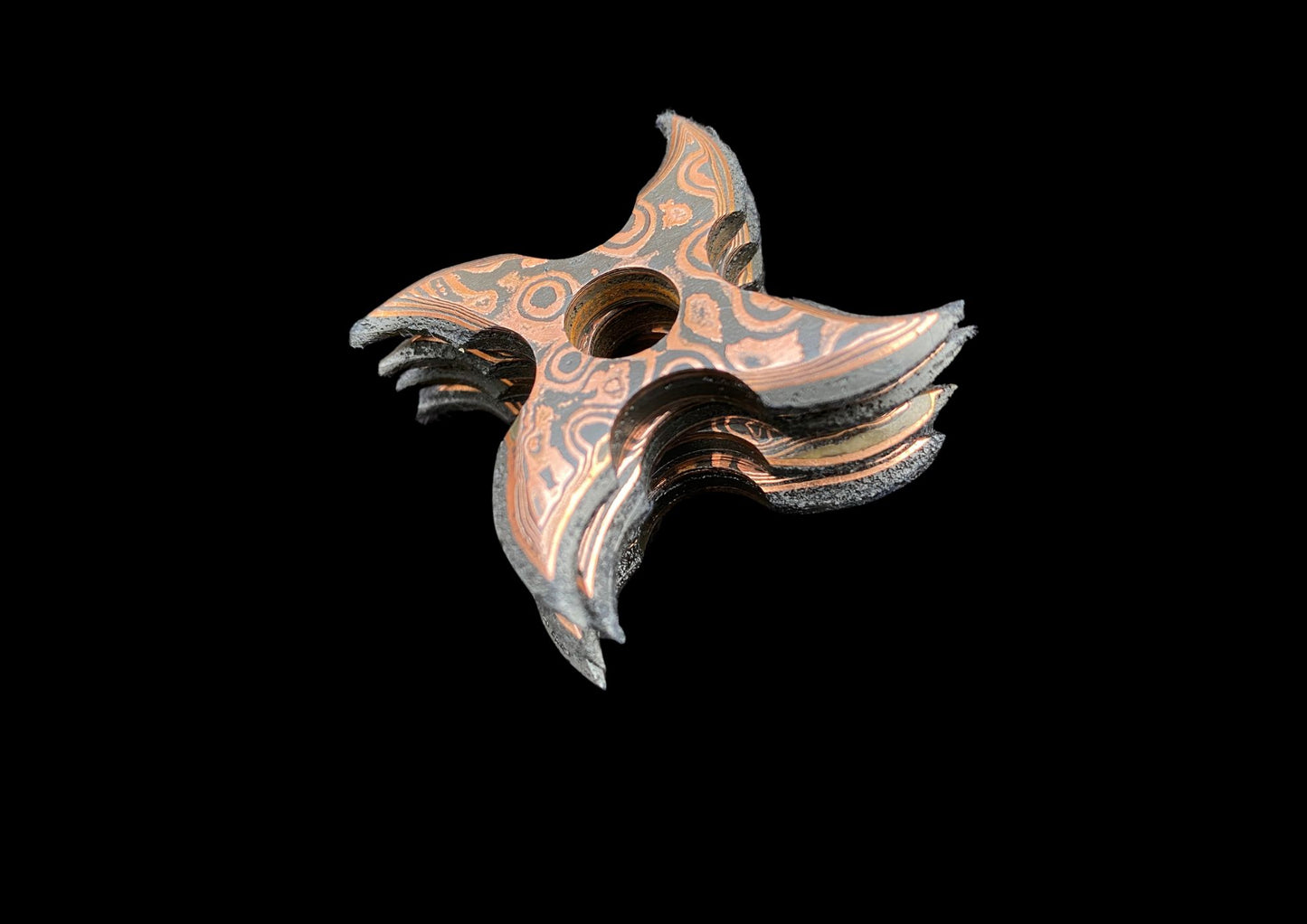 Hand Forged Copper Damascus Throwing Stars Set