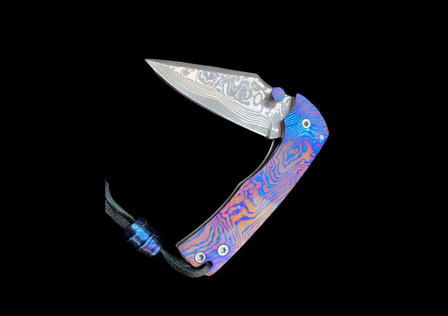 Hand Forged Timascus Frame Lock Folding Knife