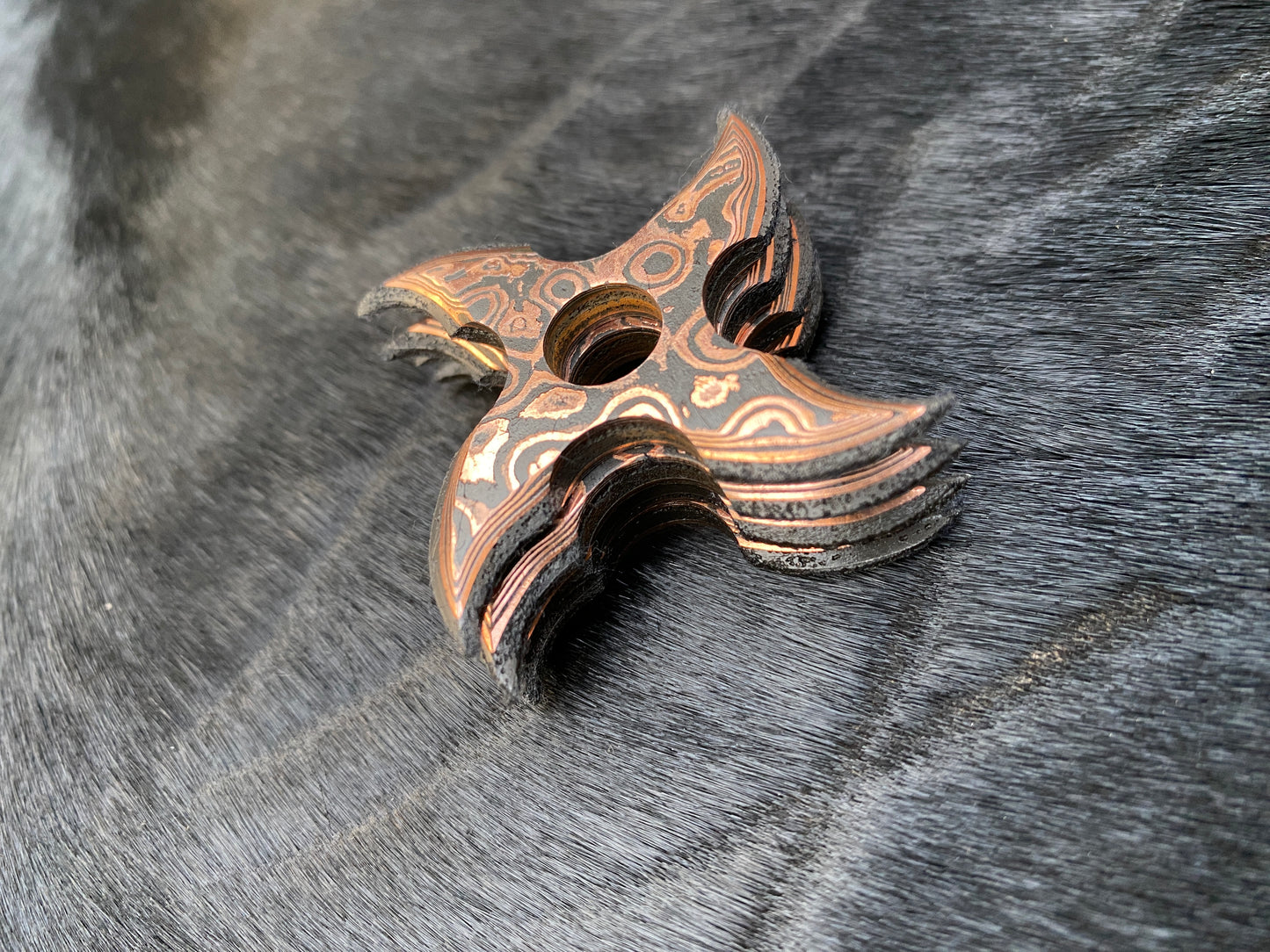 Hand Forged Copper Damascus Throwing Stars Set