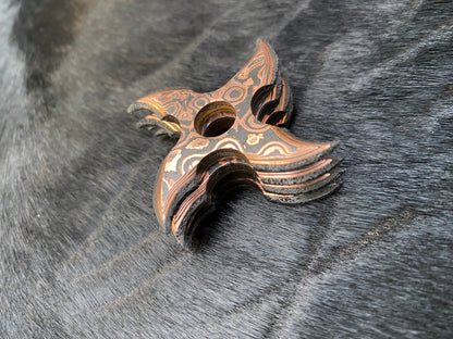 Hand Forged Copper Damascus Throwing Stars Set