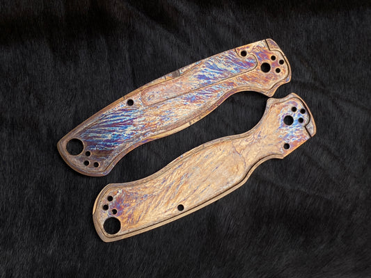 Spyderco Paramilitary 2 – TC4 Titanium Anodized Both-Side Scales with Mokume Gane Inlays
