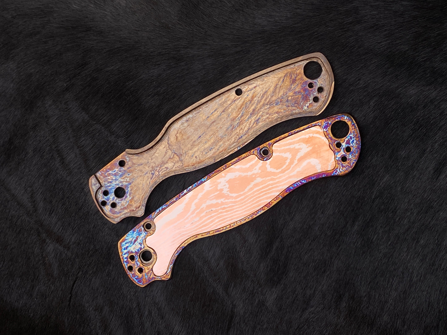 Spyderco Paramilitary 2 – TC4 Titanium Anodized Both-Side Scales with Mokume Gane Inlays