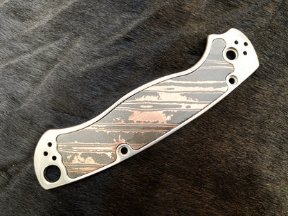 Spyderco Paramilitary 2 Show Side Scale — TC4 Titanium with Copper Damascus Inlay