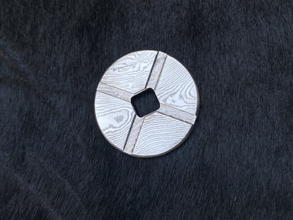 Hand Forged SS Damascus Rust-Free Worry Coin