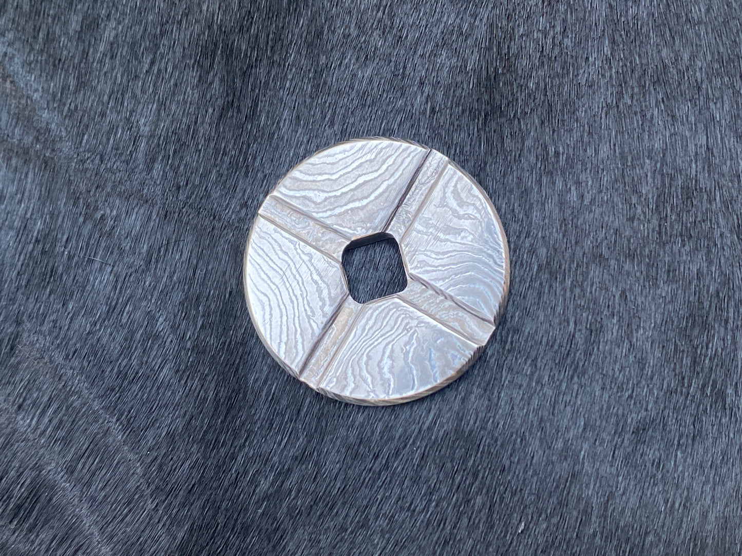 Hand Forged SS Damascus Rust-Free Worry Coin