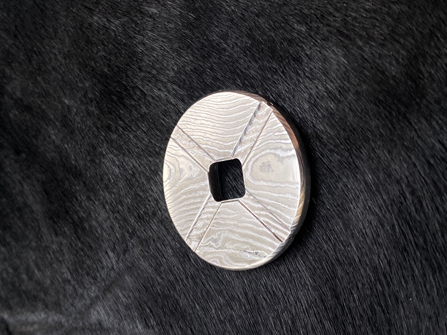 Hand Forged SS Damascus Rust-Free Worry Coin