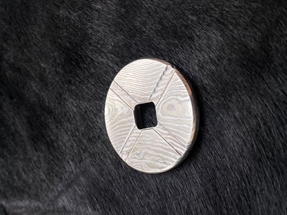 Hand Forged SS Damascus Rust-Free Worry Coin