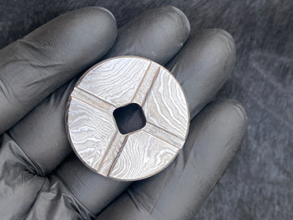 Hand Forged SS Damascus Rust-Free Worry Coin