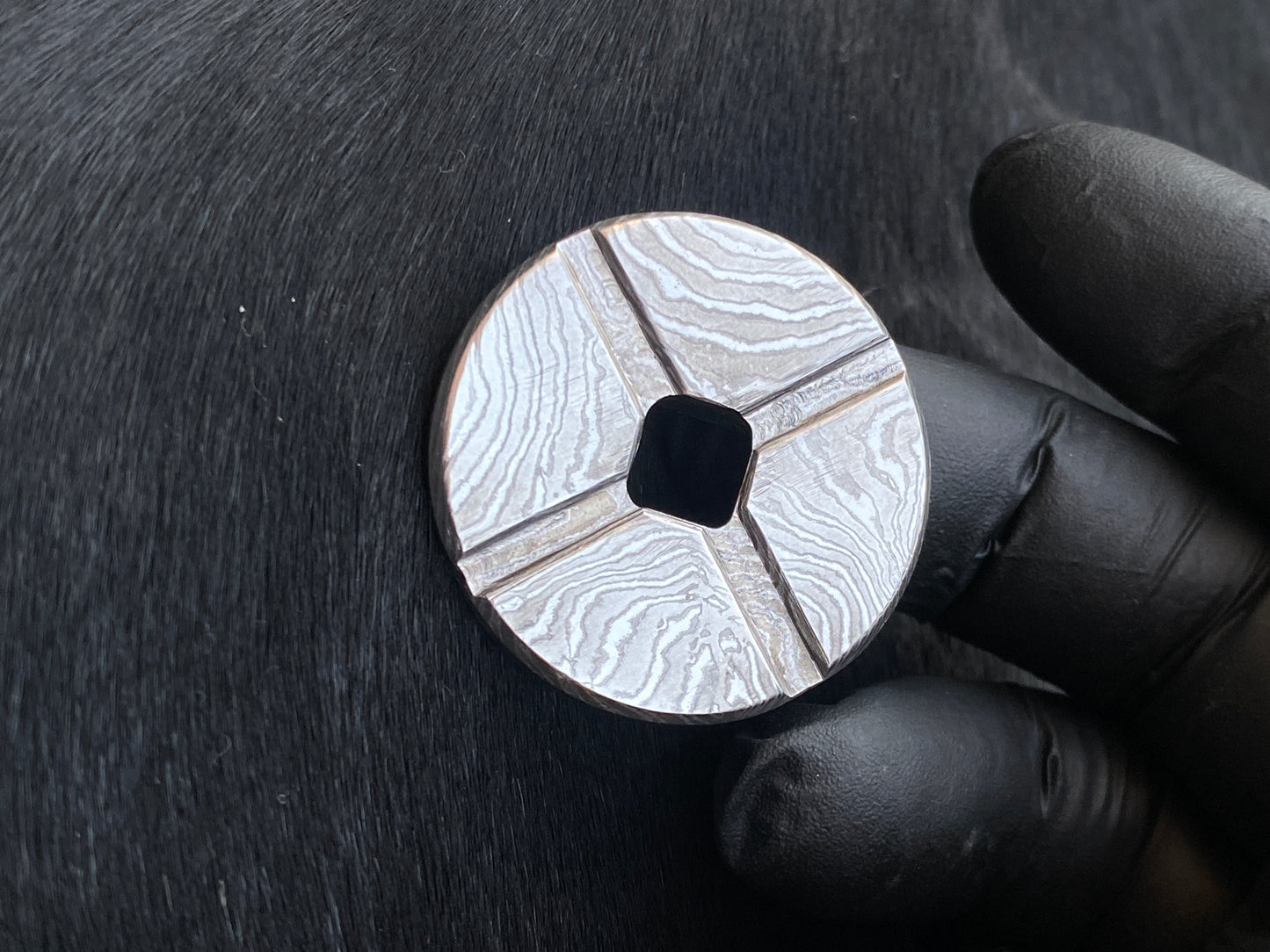 Hand Forged SS Damascus Rust-Free Worry Coin