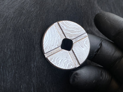 Hand Forged SS Damascus Rust-Free Worry Coin