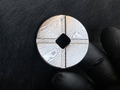 Hand Forged SS Damascus Rust-Free Worry Coin