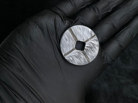 Hand Forged Timascus Worry Coin – Feather Pattern