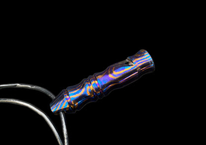 Hand Forged Mokuti Damascus Titanium EDC Whistle