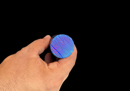 Hand-Forged Mokuti Timascus EDC Fidget Worry Tool – Diamond Knurled Titanium Damascus