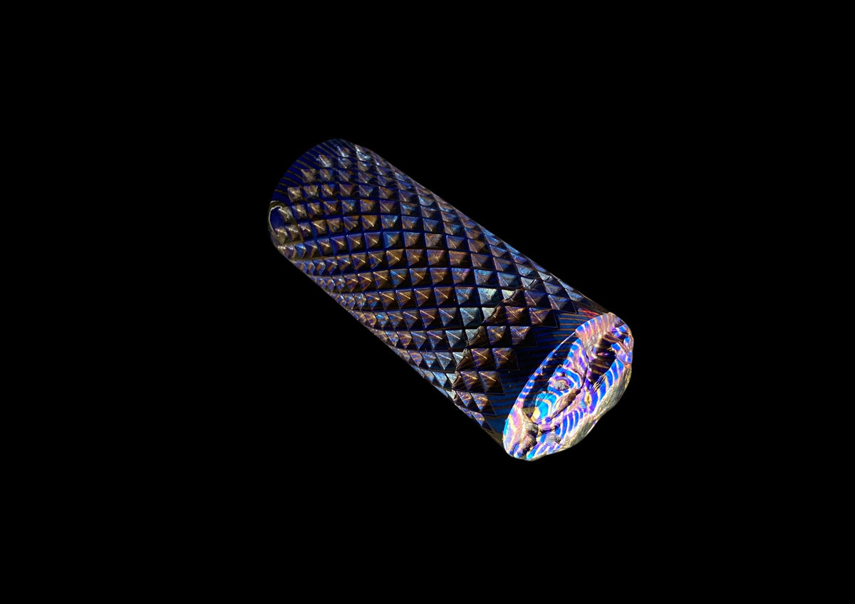 Hand-Forged Mokuti Timascus EDC Fidget Worry Tool – Diamond Knurled Titanium Damascus