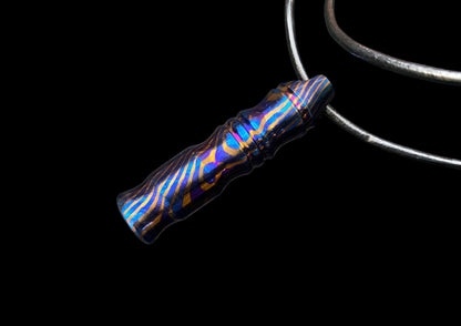Hand Forged Mokuti Damascus Titanium EDC Whistle
