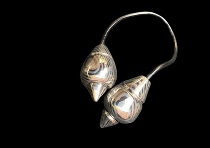 Hand-Forged Damascus Titanium Seashell Drop Earrings – Handmade EDC Shell Earrings