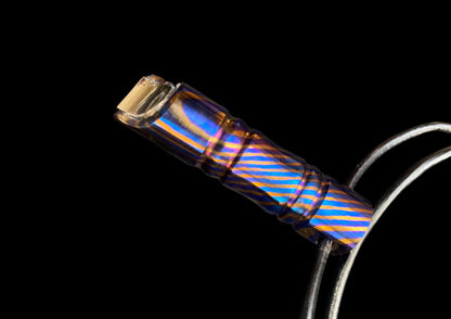 Hand-Forged Mokuti Titanium Damascus EDC Whistle