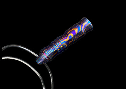 Hand Forged Mokuti Damascus Titanium EDC Whistle