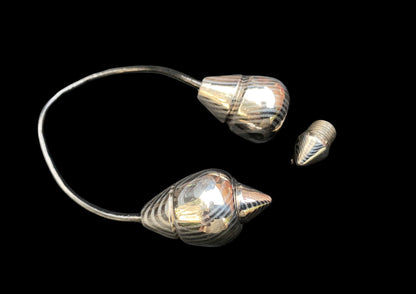 Hand-Forged Damascus Titanium Seashell Drop Earrings – Handmade EDC Shell Earrings