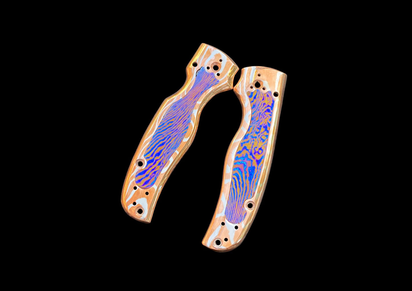 Spyderco Shaman Mokume Gane Both-Side Scales with Mokuti Inlay — The Ultimate Handle Upgrade