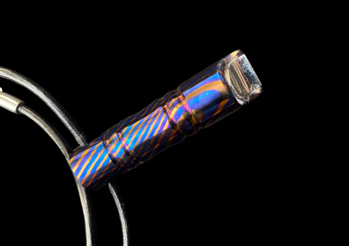 Hand-Forged Mokuti Titanium Damascus EDC Whistle