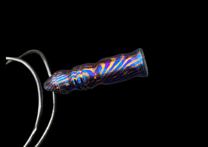 Hand Forged Mokuti Damascus Titanium EDC Whistle