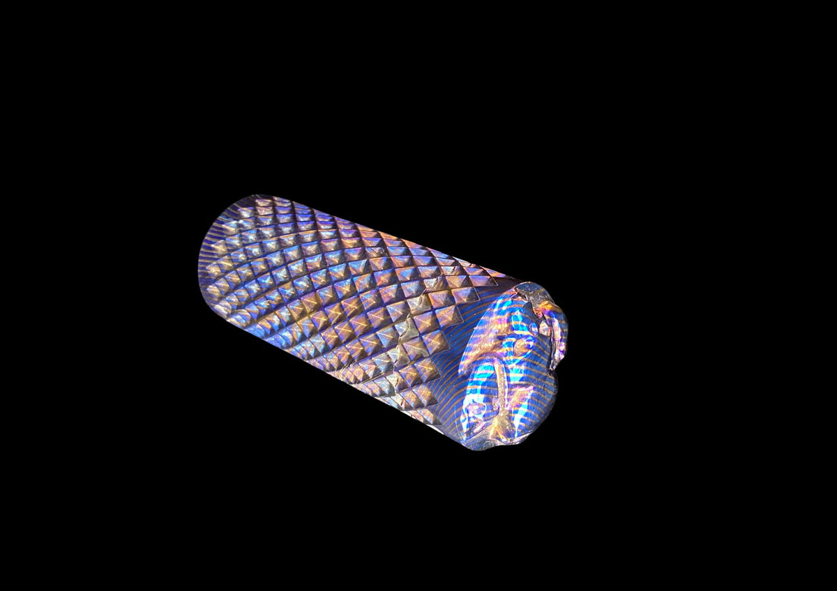Hand-Forged Mokuti Timascus EDC Fidget Worry Tool – Diamond Knurled Titanium Damascus