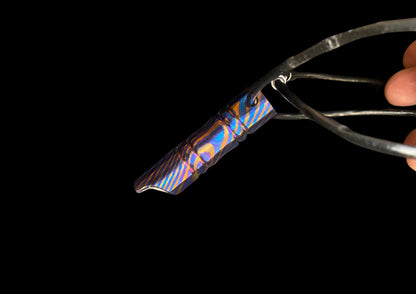 Hand-Forged Mokuti Titanium Damascus EDC Whistle
