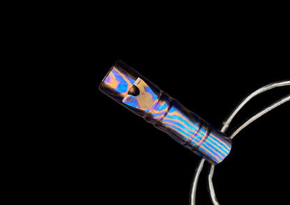 Hand-Forged Mokuti Titanium Damascus EDC Whistle