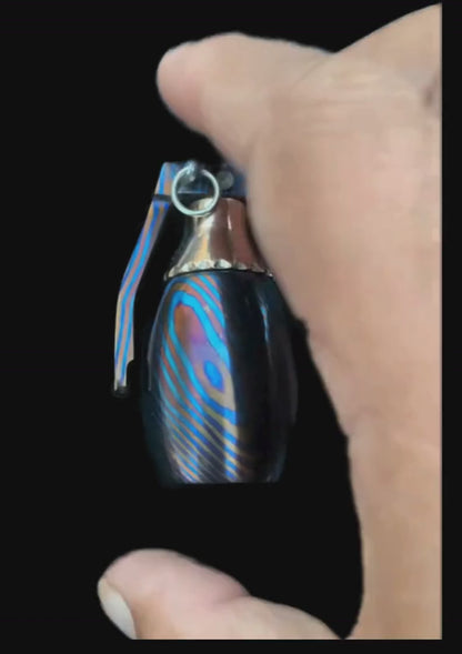Hand Forged Timascus M26 Grenade Pill Box