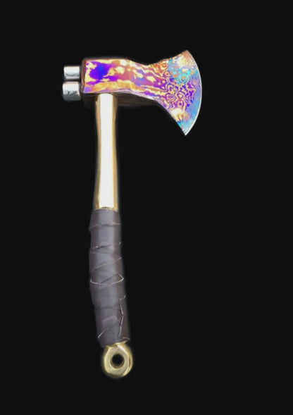 Timascus MokuTi Head Viking Axe TC4 Titanium Handle