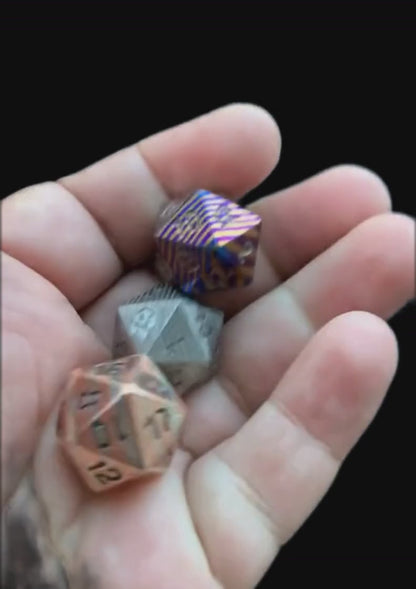 Hand Forged Mokuti SS Damascus DnD Dice Set