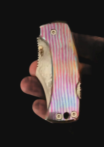 Hand Forged Lock Back Folding Knife with Timascus Scales