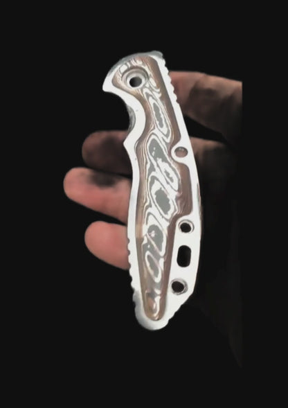 Rick Hinderer XM-18 3.5" Show Side Scale — TC4 Titanium with Copper Damascus Inlay
