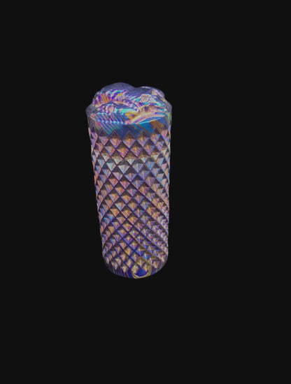 Hand-Forged Mokuti Timascus EDC Fidget Worry Tool – Diamond Knurled Titanium Damascus