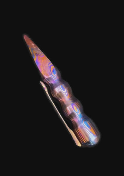 Hand-Forged Mokuti & Timascus EDC Spike with Pocket Clip