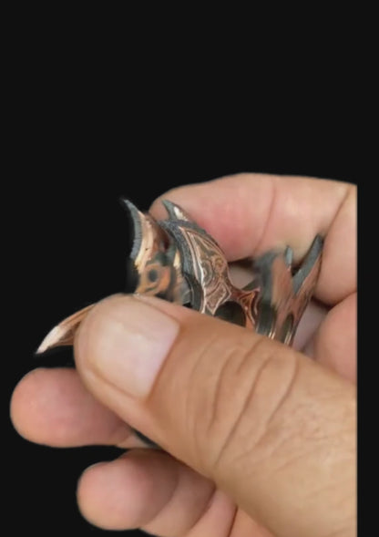 Hand Forged Copper Damascus Throwing Stars Set